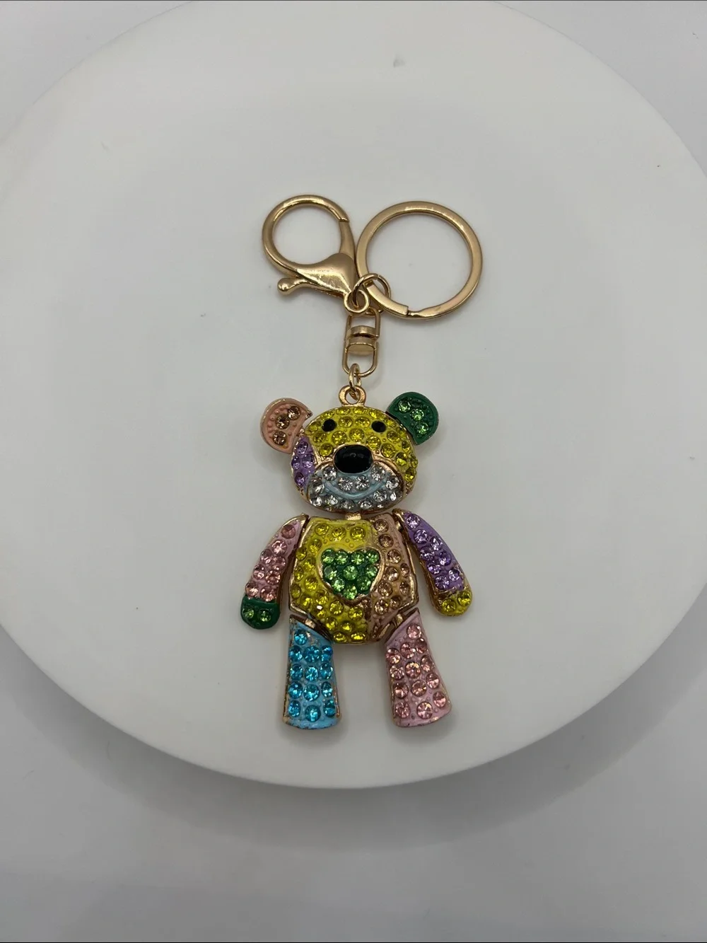 731. Multicolor Crystal Teddy Bear Keychain or Bag Charm